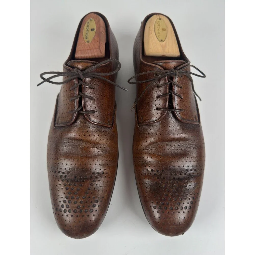 Louis Vuitton Brown Perforated Leather Men's Oxford Dress Shoes US 8.5